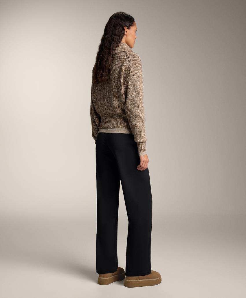 Прямые утепленные брюки с высокой посадкой