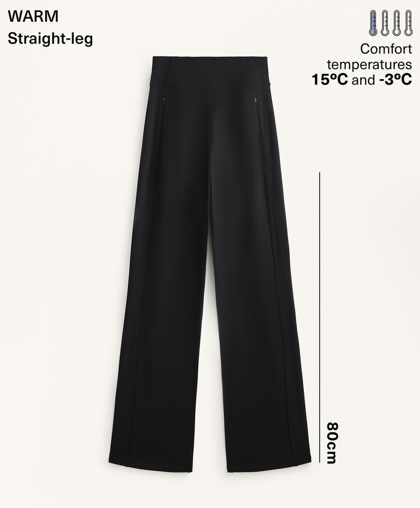 Прямые утепленные брюки с высокой посадкой