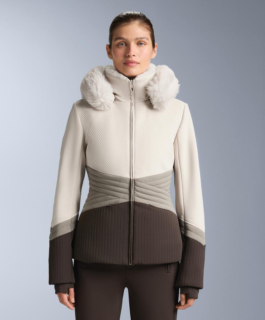 Приталенная водоотталкивающая куртка для горных лыж с прослойкой primaloft® в цветовой гамме блоков