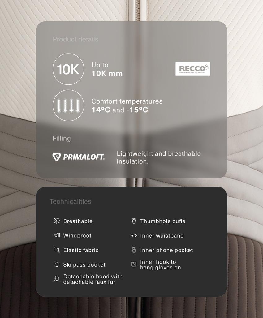 Приталенная водоотталкивающая куртка для горных лыж с прослойкой primaloft® в цветовой гамме блоков