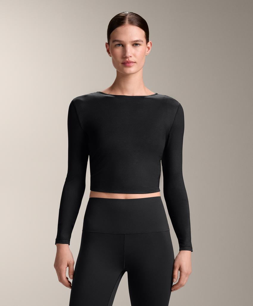 Футболка с длинным рукавом из лиоцелловой смеси с завязкой