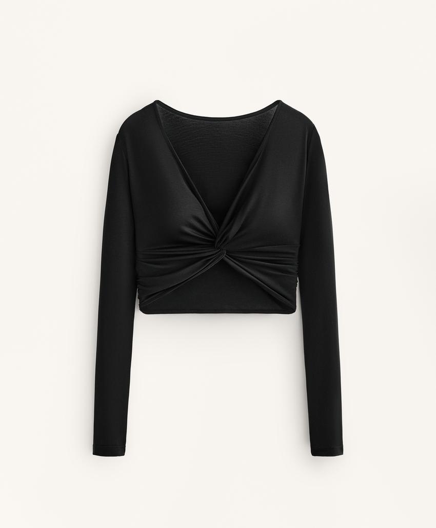 Футболка с длинным рукавом из лиоцелловой смеси с завязкой