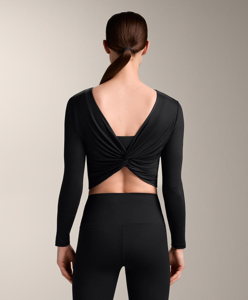 Футболка с длинным рукавом из лиоцелловой смеси с завязкой