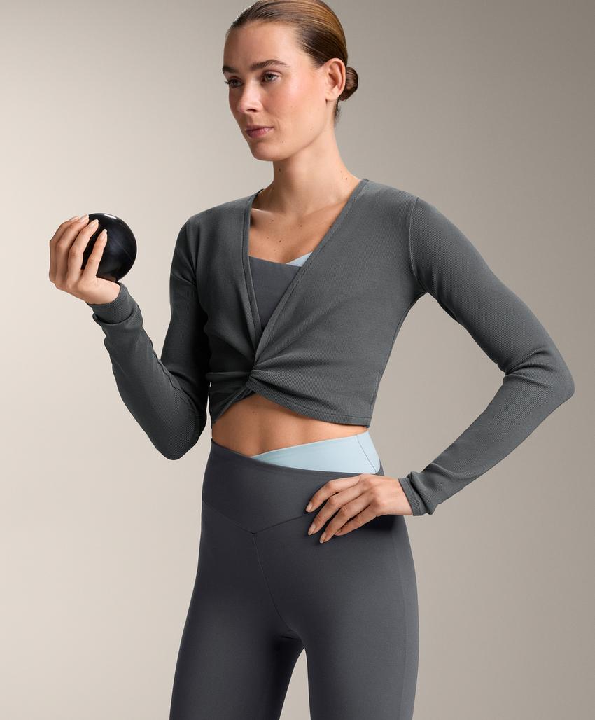 Футболка с обманчивым завязывающимся эффектом из смесового хлопка asphalt