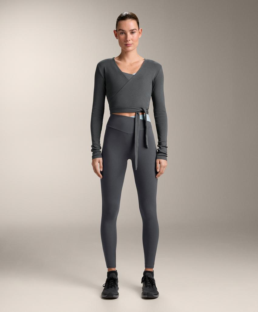 Футболка с обманчивым завязывающимся эффектом из смесового хлопка asphalt