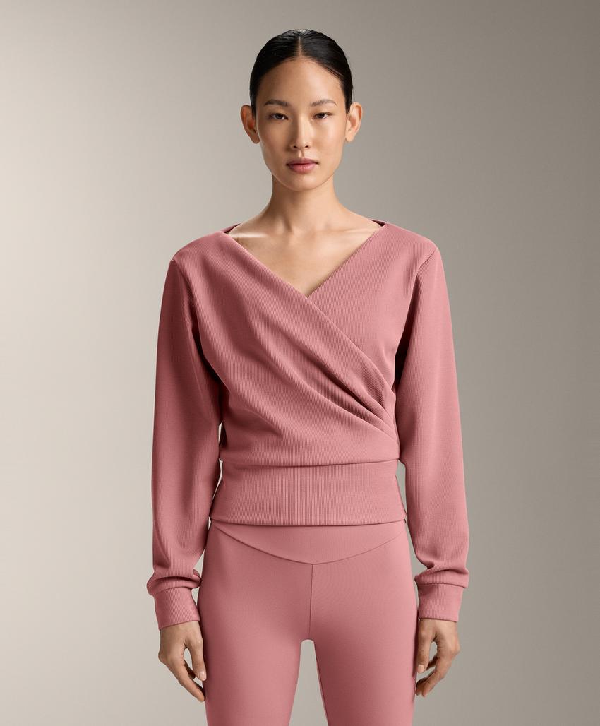 Свитшот с мягкими ребристыми вставками из модала pale pink