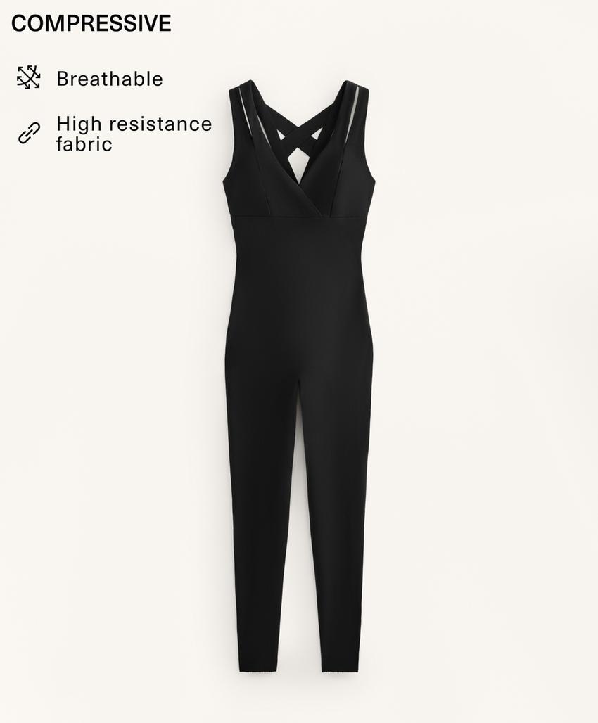 Компрессионный длинный комбинезон с двойным ремешком l33540254