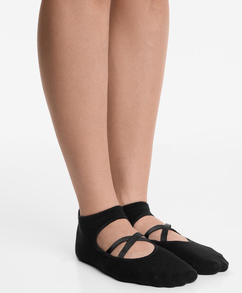 Носки для йоги и пилатес из хлопково-смесовой ткани с перекрестными ремешками (2 пары)