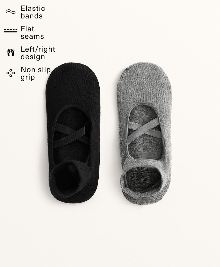 Носки для йоги и пилатес из хлопково-смесовой ткани с перекрестными ремешками (2 пары)