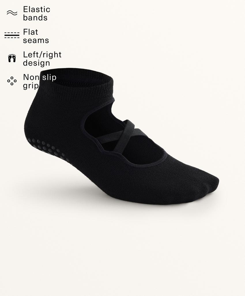 Носки для йоги и пилатес из хлопково-смесовой ткани с перекрестными ремешками (2 пары)