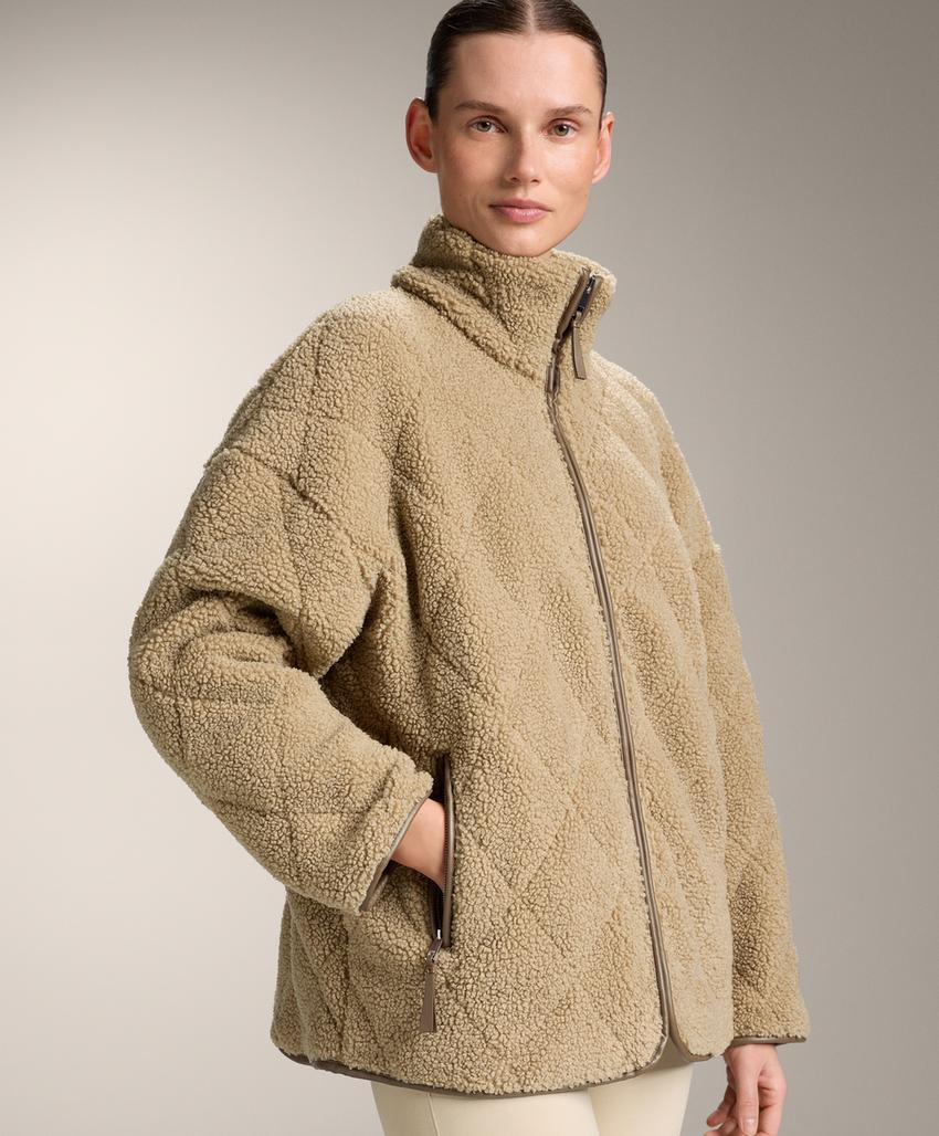 Джинсовая куртка с имитацией овчины в ромбах