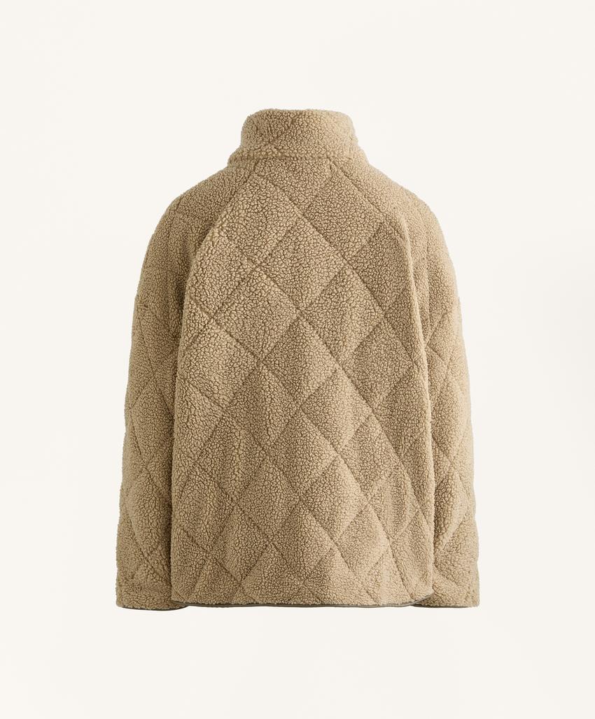 Джинсовая куртка с имитацией овчины в ромбах