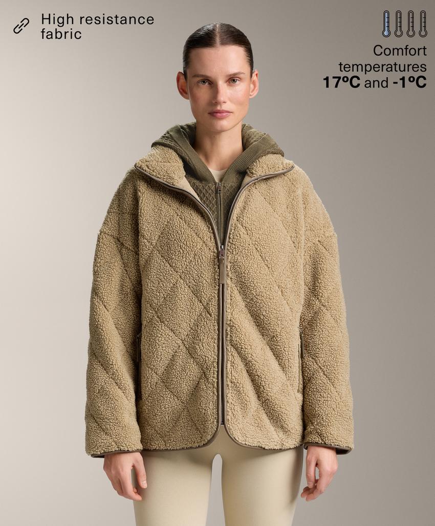 Джинсовая куртка с имитацией овчины в ромбах