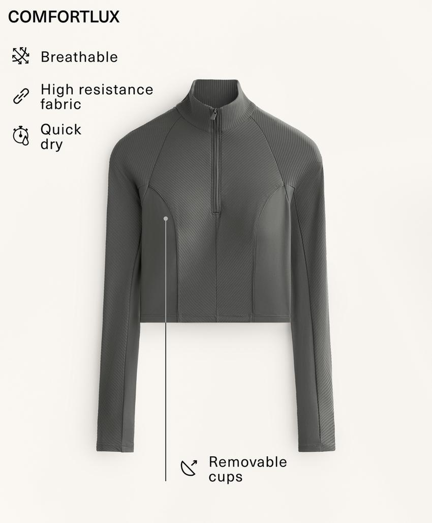 Топ с длинным рукавом и ребристыми вставками comfortlux