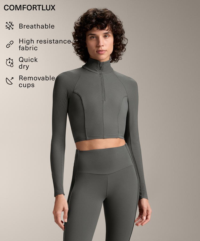 Топ с длинным рукавом и ребристыми вставками comfortlux