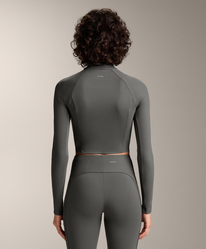 Топ с длинным рукавом и ребристыми вставками comfortlux