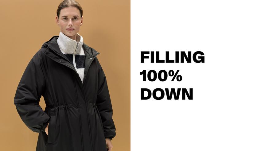 Длинный утепленный пуховик oysho из 10k thindown® водонепроницаемый и легкий