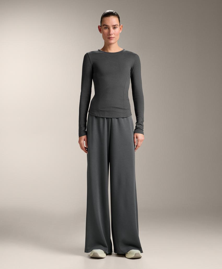 Футболка с длинным рукавом из ребристого хлопка и модала