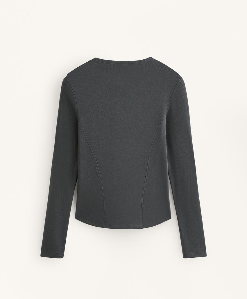 Футболка с длинным рукавом из ребристого хлопка и модала