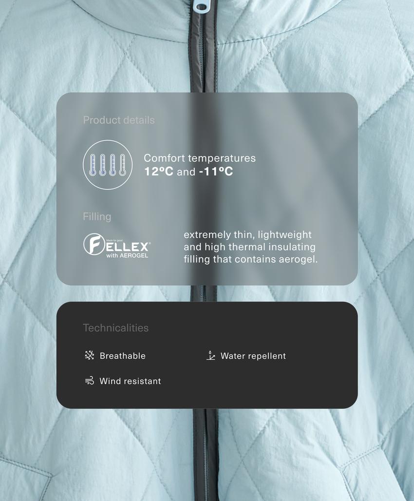 Водоотталкивающий стеганый пуховик с наполнителем из аэрогеля fellex®