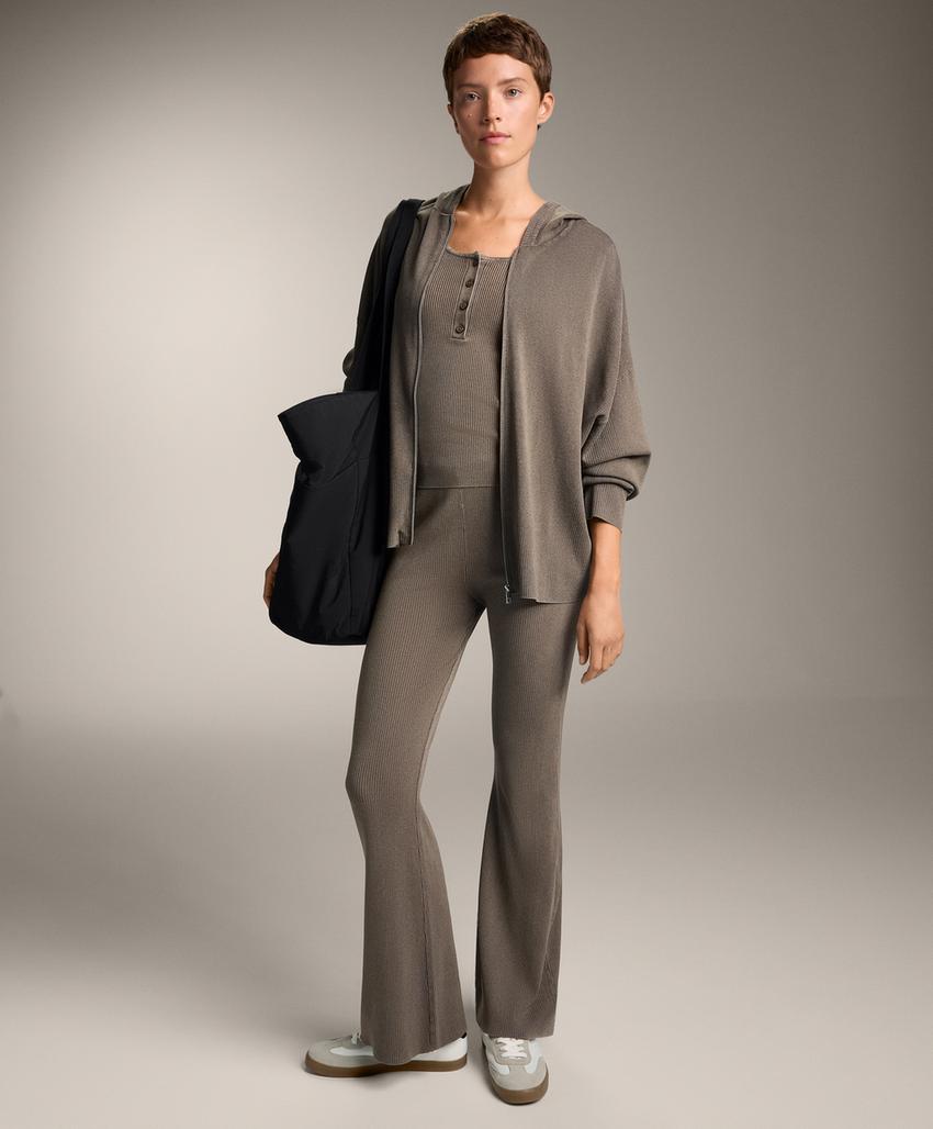 Длинный вязаный жакет с эффектом потертости