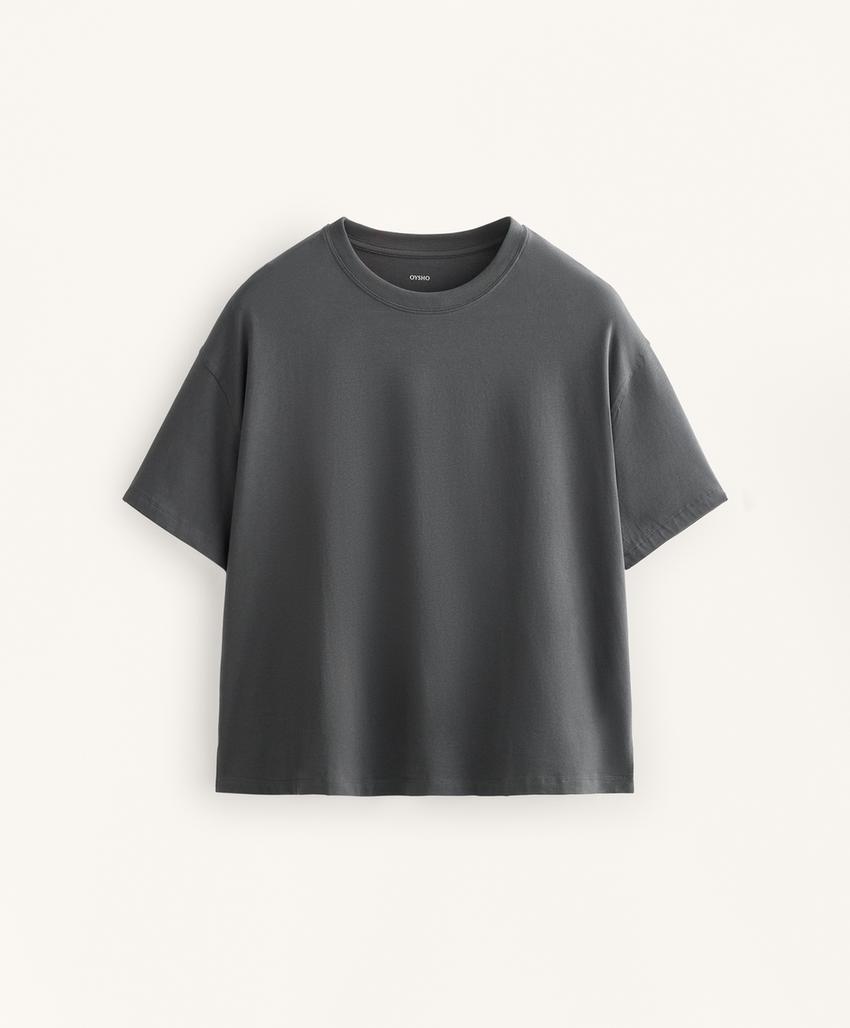 Футболка квадратного кроя из смесового хлопка с короткими рукавами