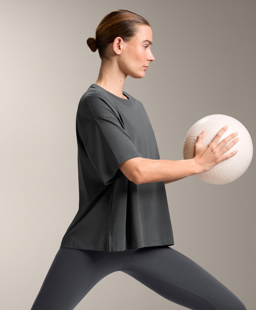 Футболка квадратного кроя из смесового хлопка с короткими рукавами