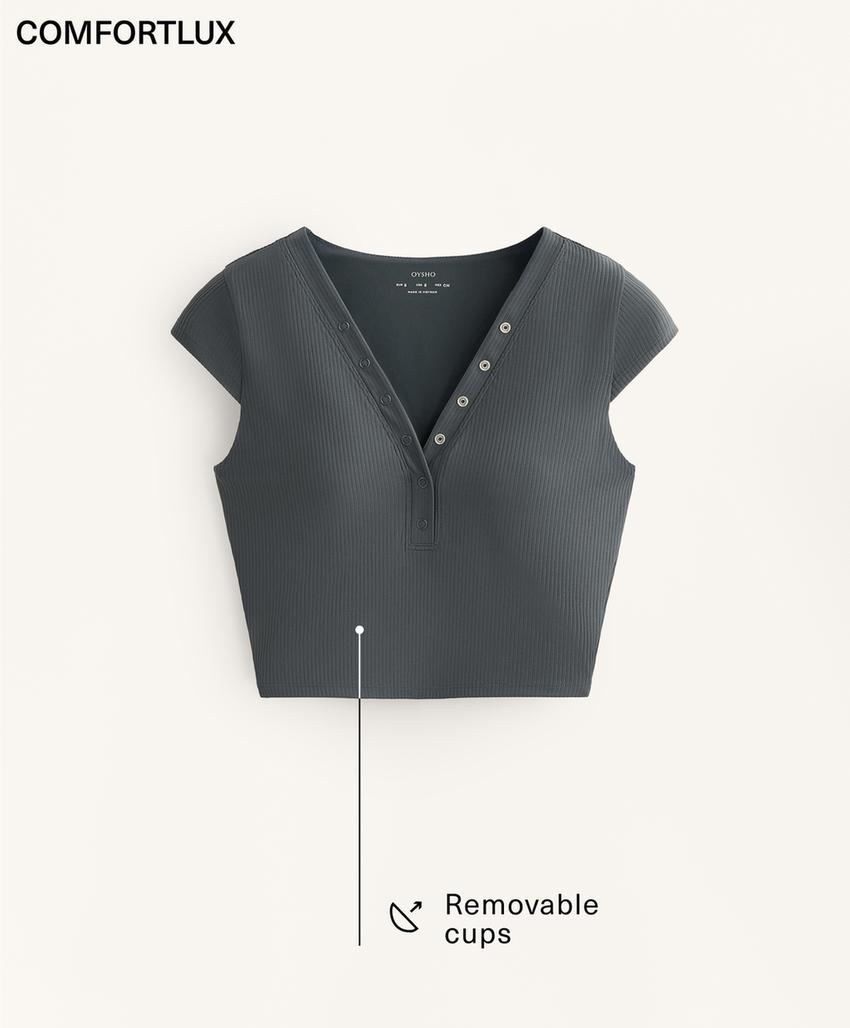 Майка с коротким рукавом из ребристого трикотажа comfortlux