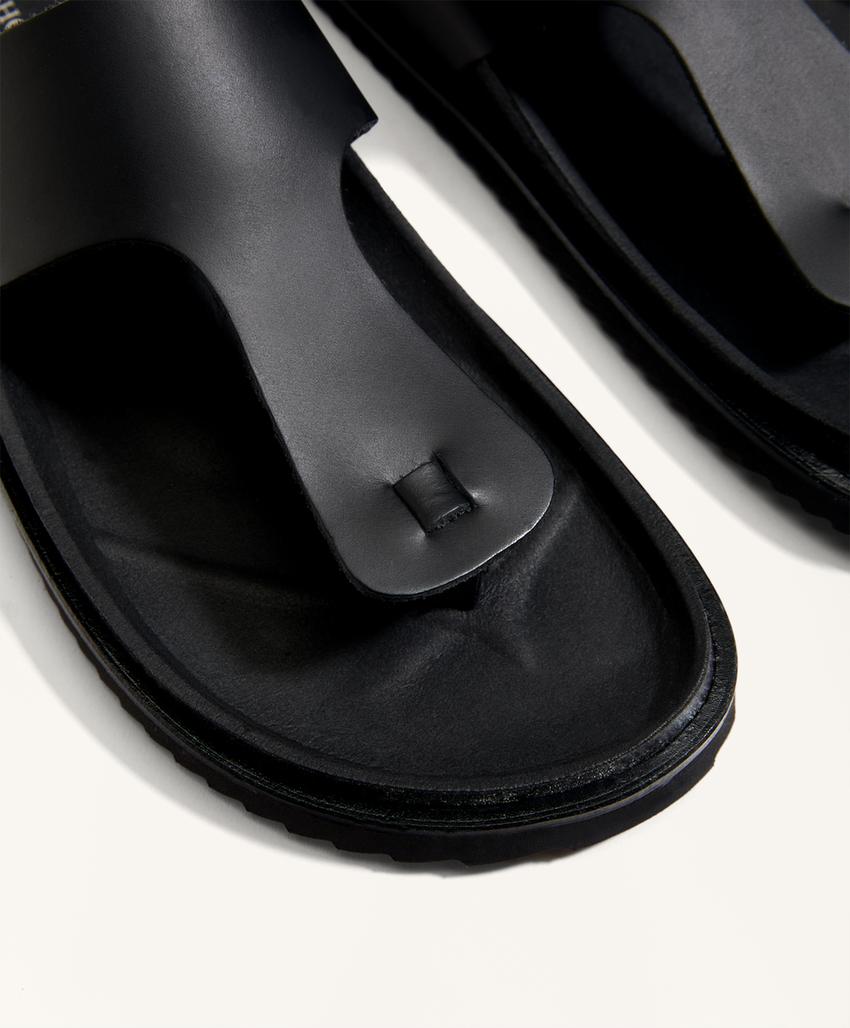 Сандалии из кожи с деталью t-образной вырезки