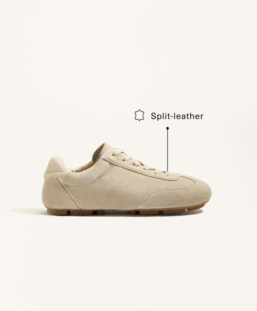 Кроссовки из спилковой кожи