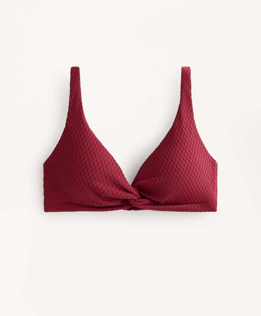 Топ бикини халтер из жаккардовой ткани в мелкую клетку