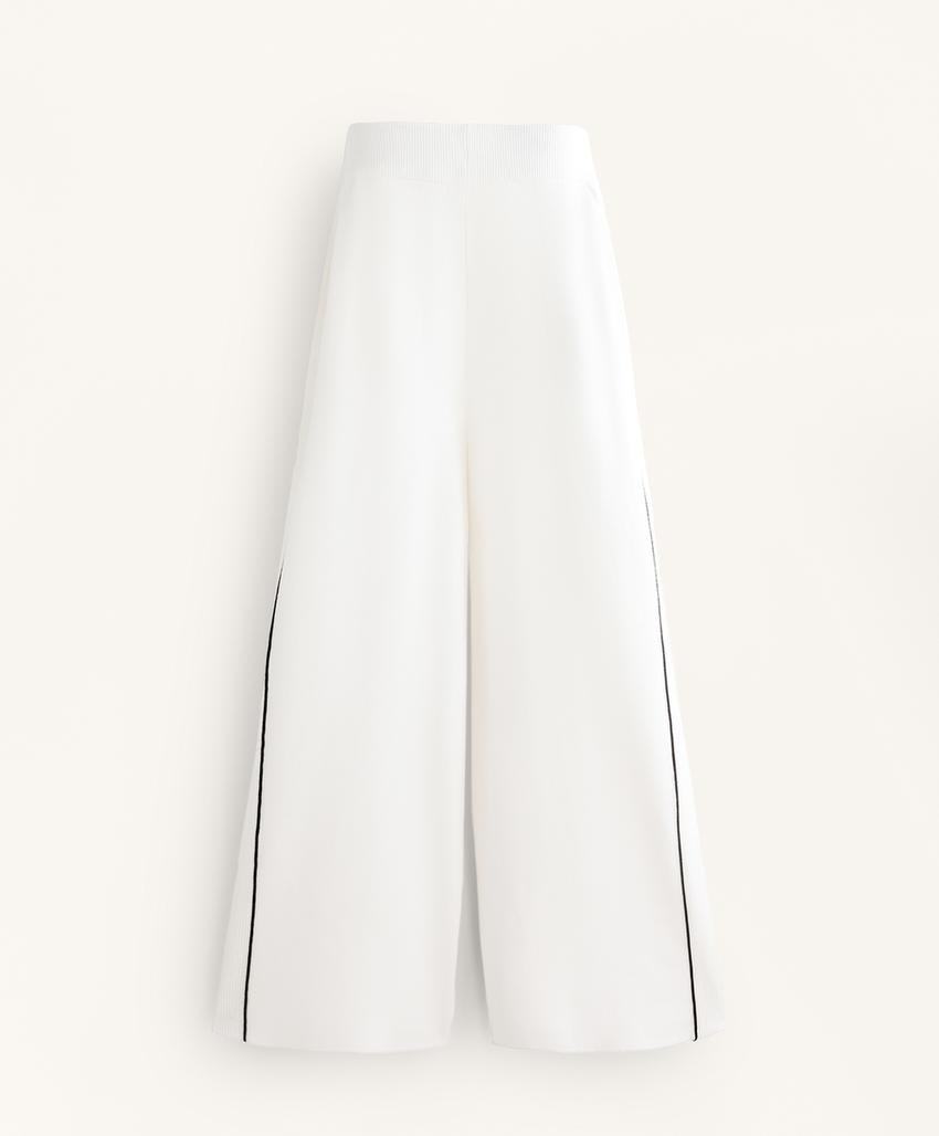 Прямые вязаные брюки с контрастным кантом