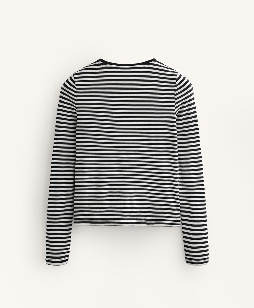 Футболка с длинным рукавом в полоску, облегающий крой
