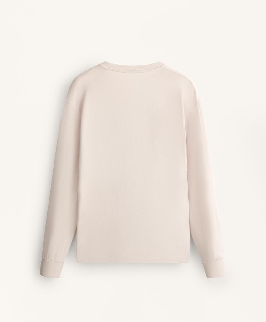 T-shirt de manga comprida com texto em mistura de algodão