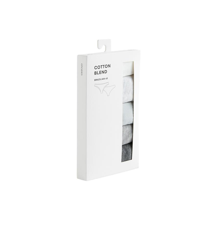 5 трусов бразильяна из смесового хлопка Rib и гладкие