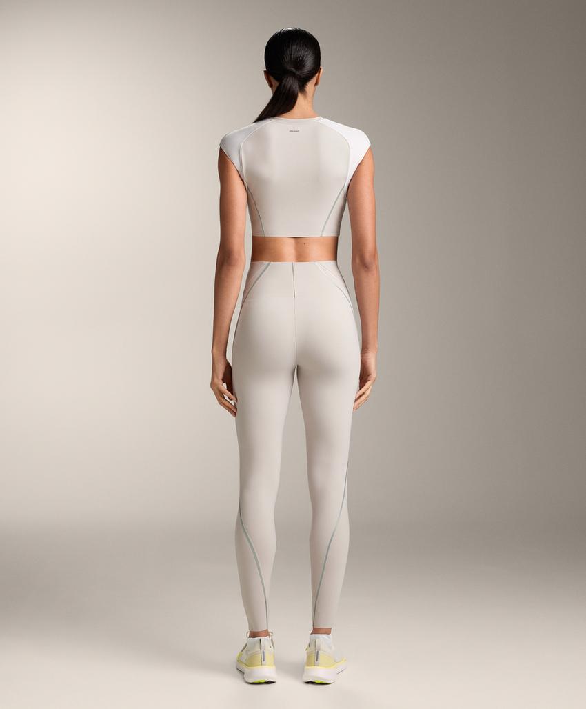 High-rise Compressive reflective core control ankle-length leggings