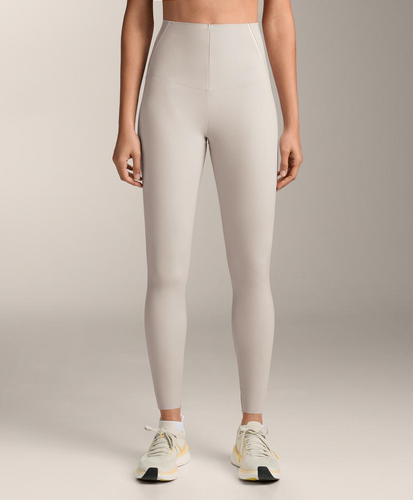 High-rise Compressive reflective core control ankle-length leggings