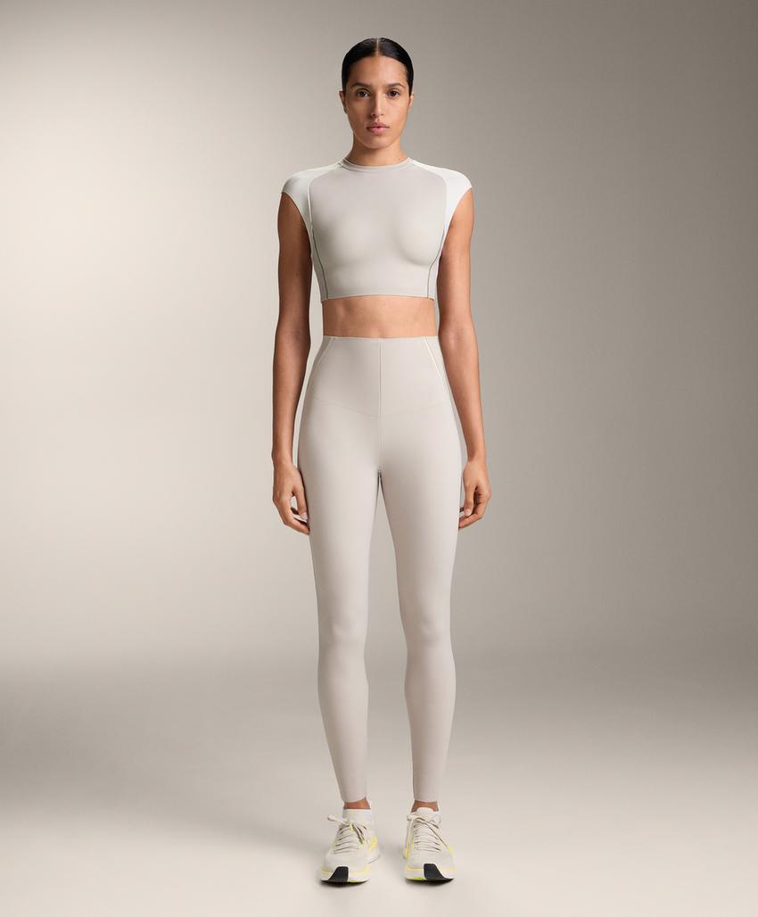 High-rise Compressive reflective core control ankle-length leggings