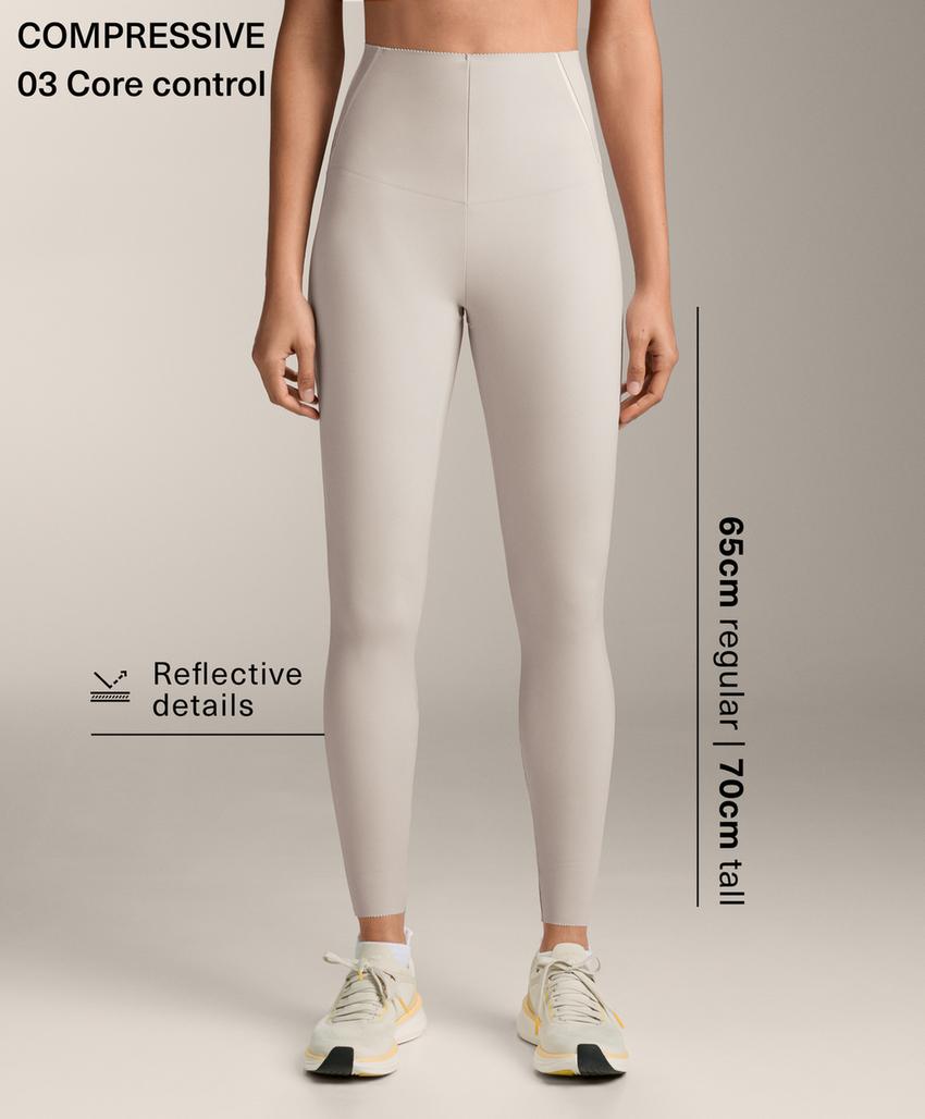 High-rise Compressive reflective core control ankle-length leggings