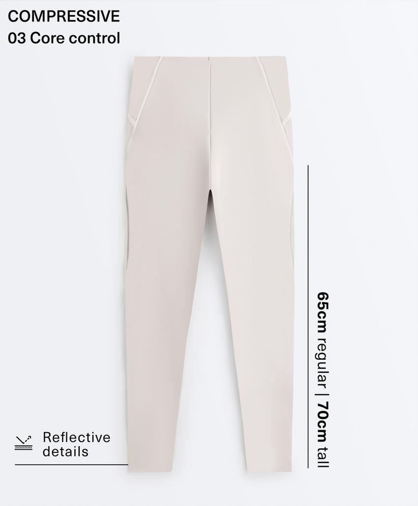 High-rise Compressive reflective core control ankle-length leggings