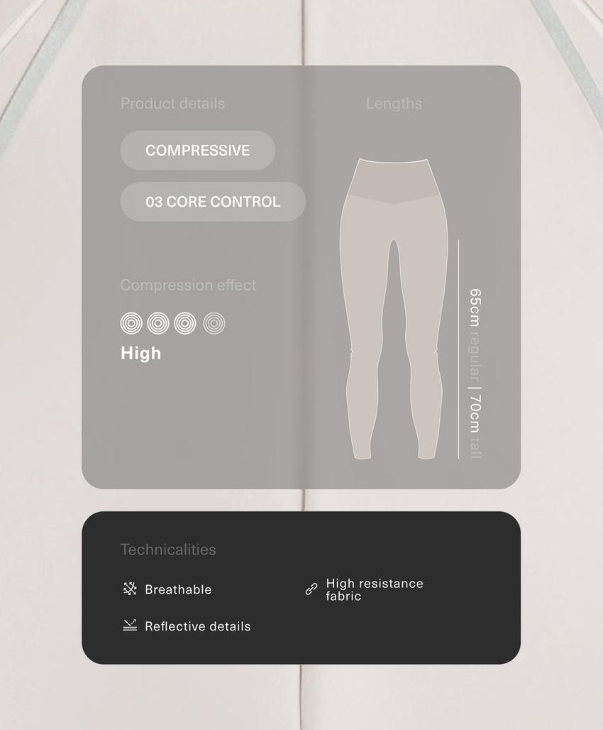 High-rise Compressive reflective core control ankle-length leggings