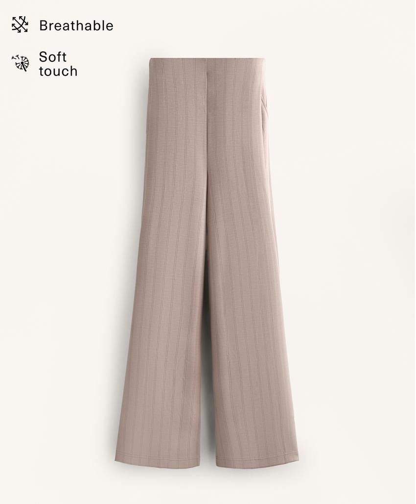 Широкие полосатые брюки из мягкой ткани с модалом