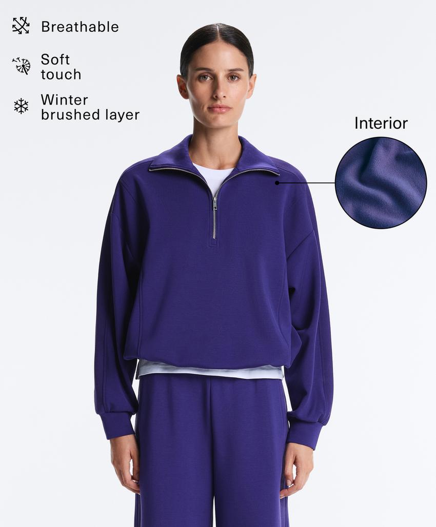 Толстовка с молнией до уровня груди, из ткани с модалом Brushed