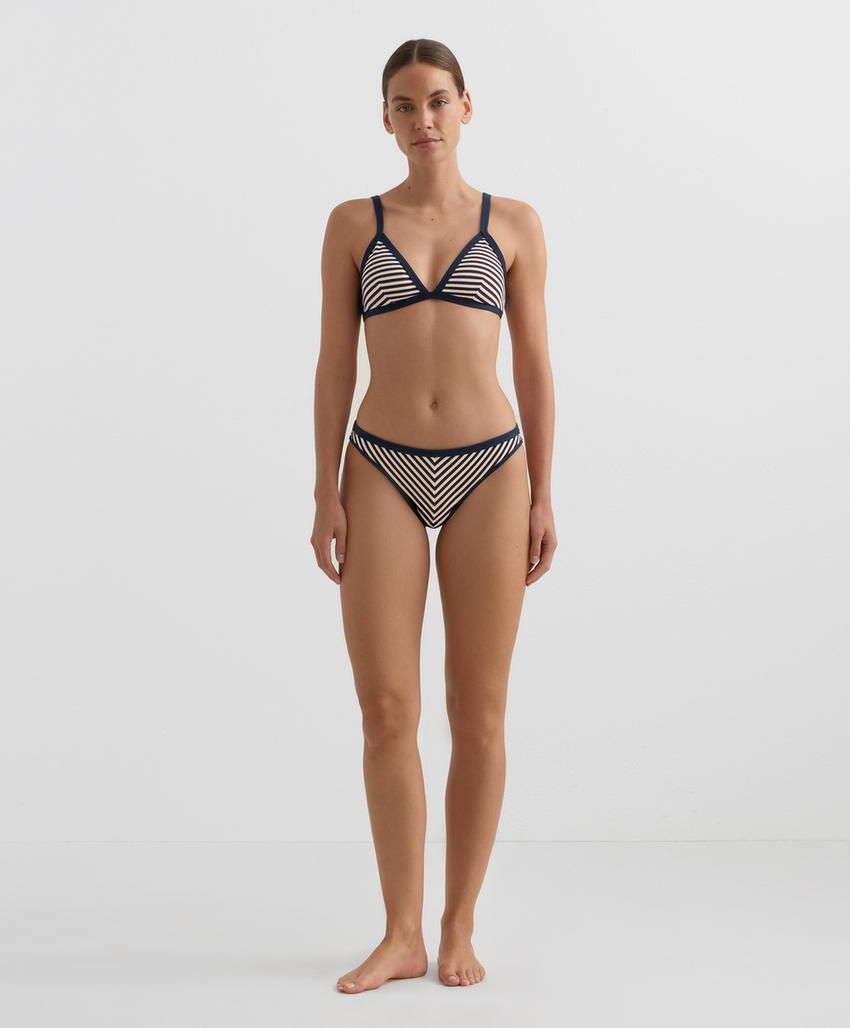 Классические плавки бикини в рельефную полоску с окантовкой