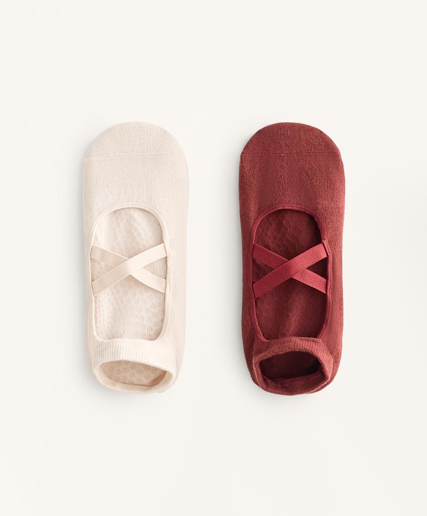 2 пары носков из смесового хлопка с лентами для йоги и пилатеса