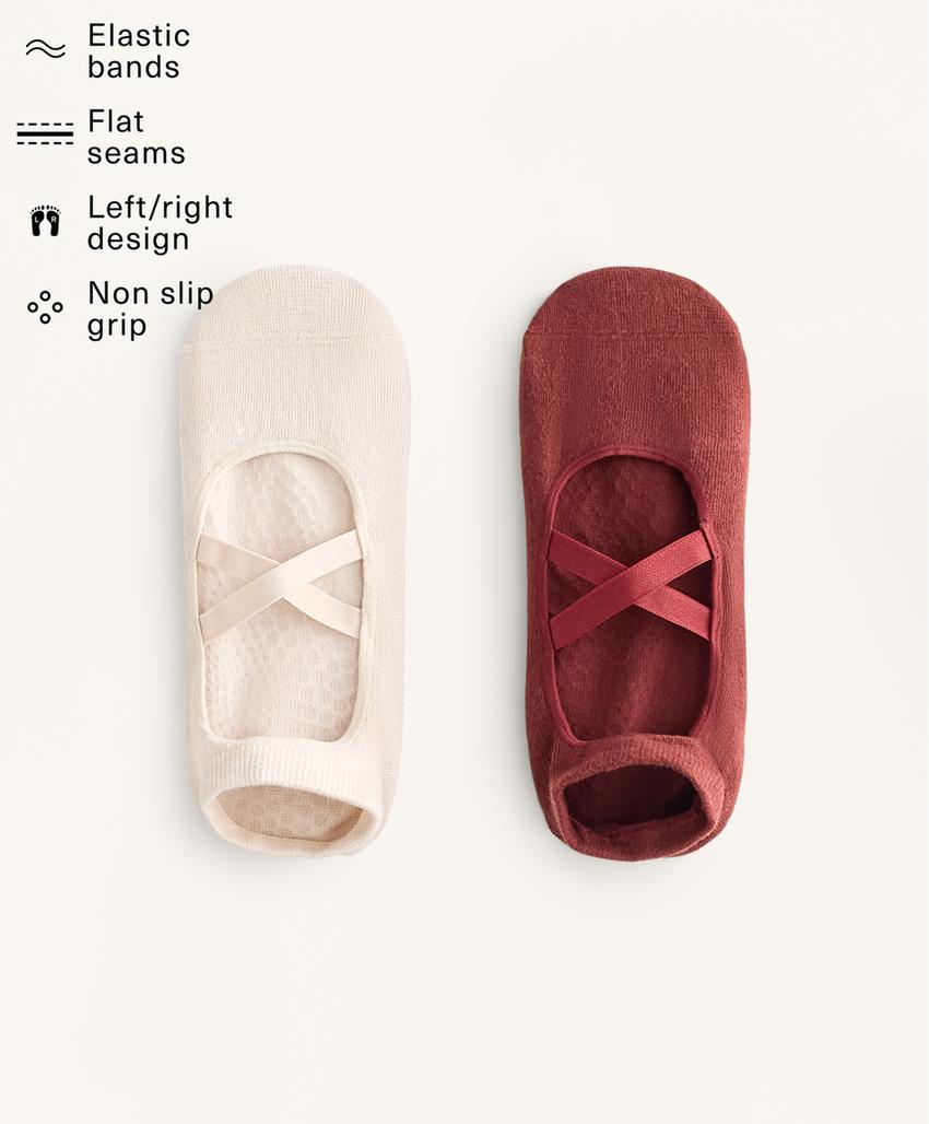 2 пары носков из смесового хлопка с лентами для йоги и пилатеса