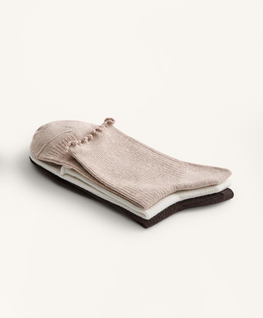 3 пары хлопковых носков средней длины с волнистым краем