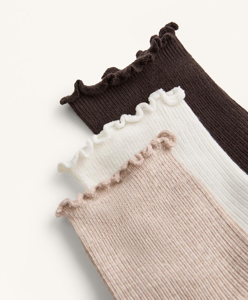 3 пары хлопковых носков средней длины с волнистым краем