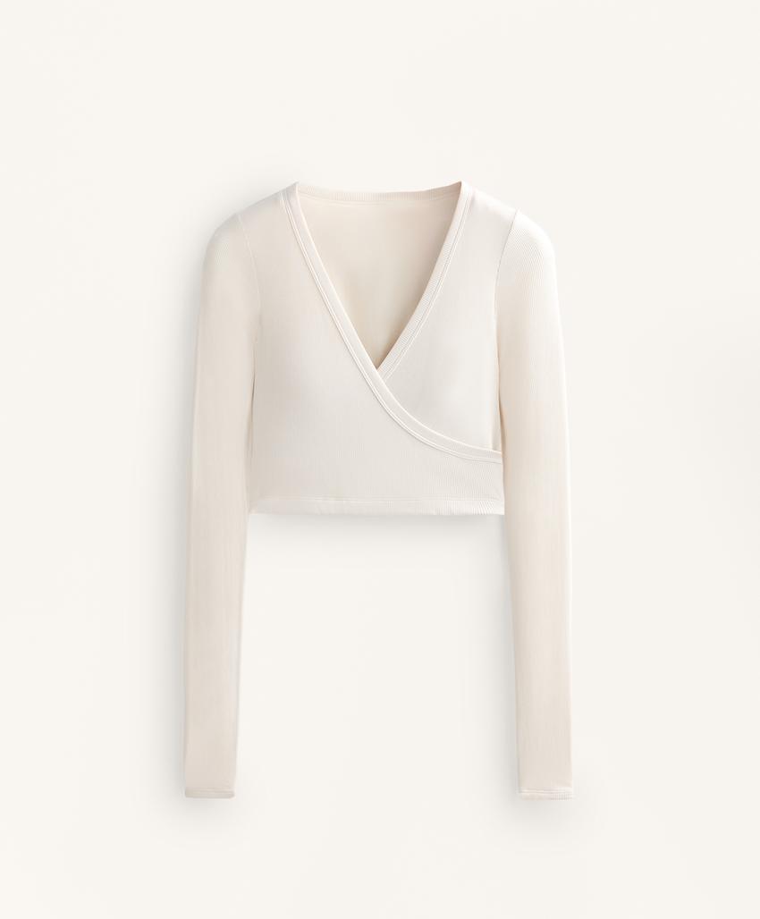 Tank top с длинным рукавом, перекрестный, Rib, модал