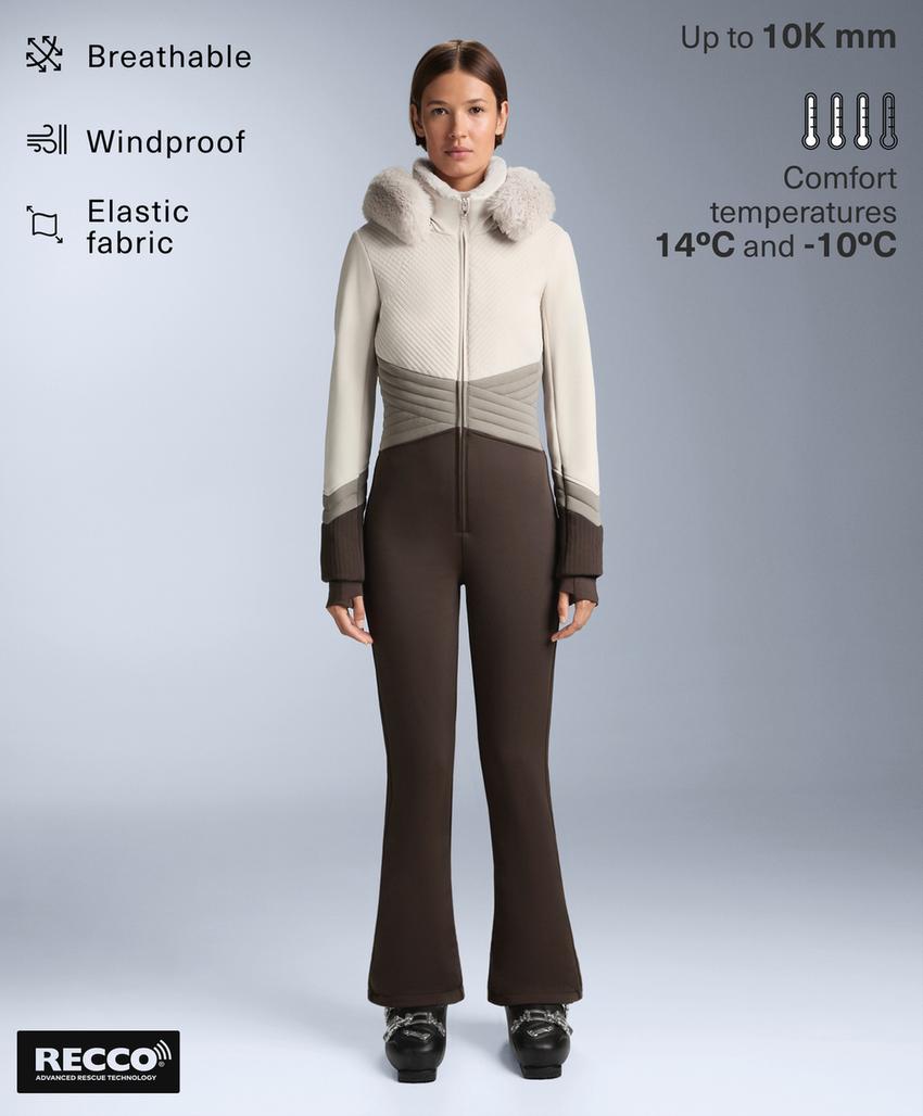 Костюм для горных лыж с защитой от влаги и контрастным цветовым блоком
